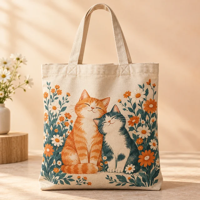 Gift bag with an illustrative design