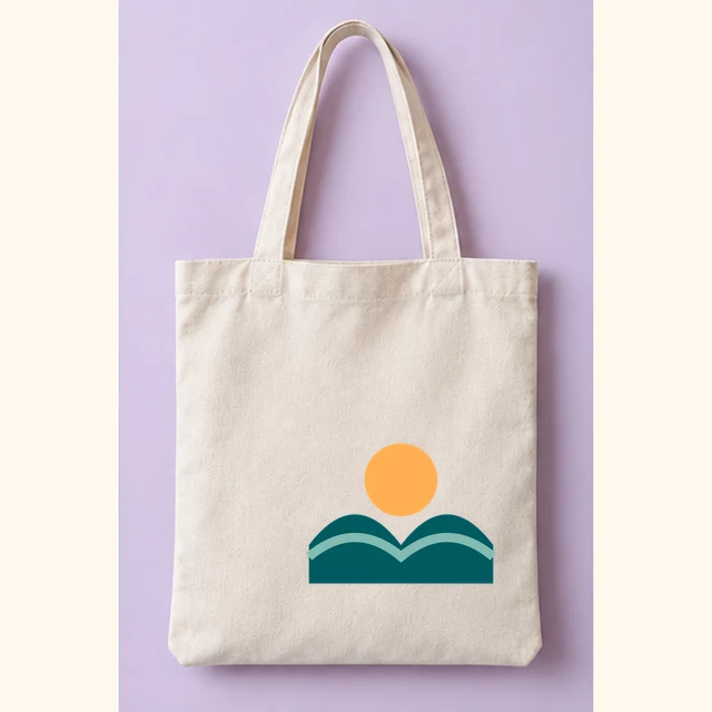 Canvas bag mockup with a landscape design